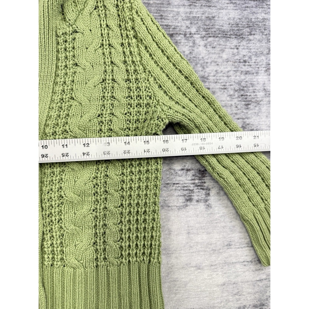 Aeropostale Green Knit Hooded Button Front Sweater Sz M Cropped Y2K Preppy - Picture 7 of 7
